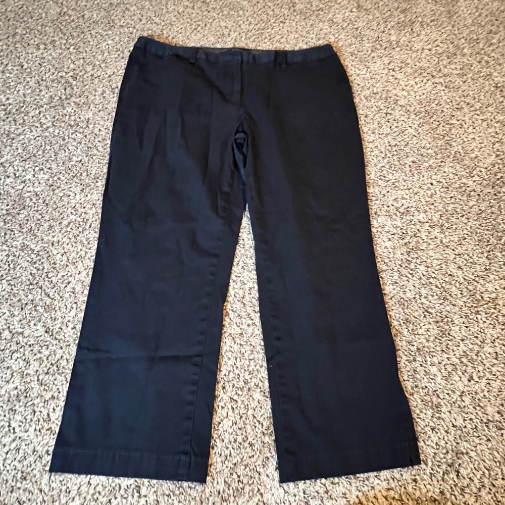 Lands End Womens Navy Blue Straight Leg Career Trousers Pants‎ Size 18 Regular